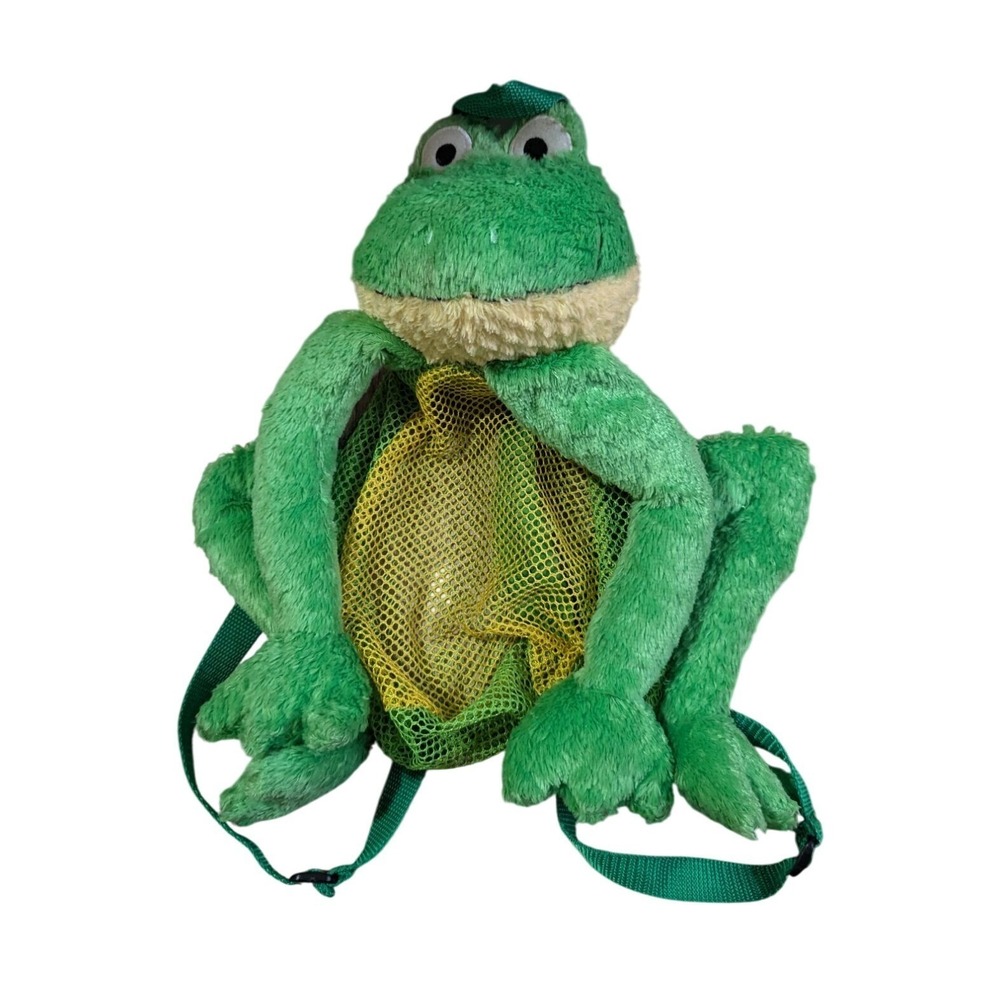 Silly Sacs by Stephen Joseph Frog Plush Backpack Green Mesh 2006 Stuffed Animal